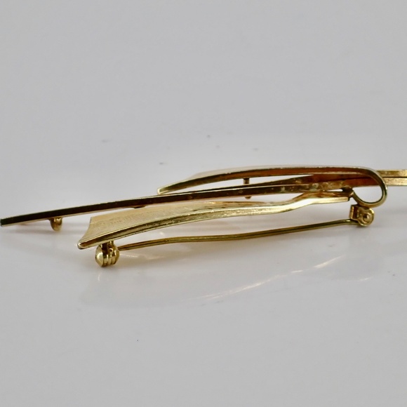 Amerik K&L Germany Art Deco Mid Century Modern Brooch Pin Gold Tone  2.5" - Picture 5 of 7